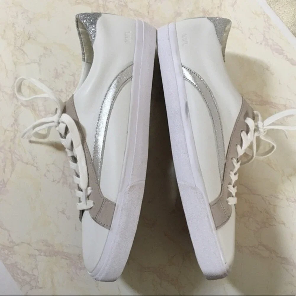 Madewell Sidewalk Sneakers In Silver Suede NWOT